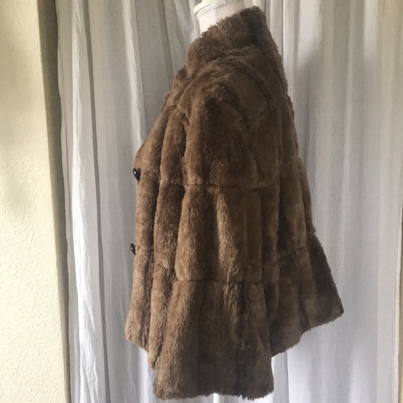 INC International Concepts Women's Faux Fur Trim Woven Coat Red Size Small